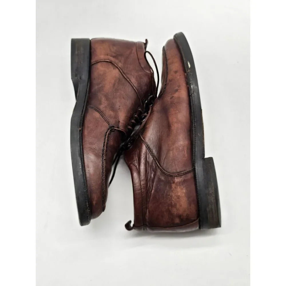 Vintage Kenneth Cole New York Made In Italy Brown Leather Ankle Boots 10 Lace Up